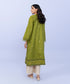 Women's Pret Textured Cotton Embroidered Green A-Line Shirt